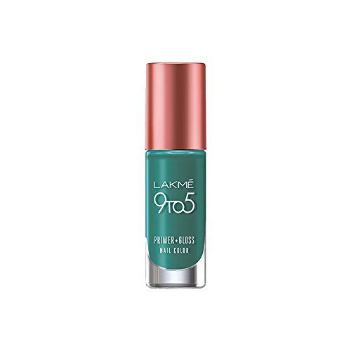 Lakmé 9 to 5 Primer + Gloss Nail Colour, Teal Deal, 6 ml