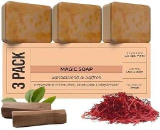 Sandalwood & Saffron Ghar Magic Soaps For Bath (Pack Of 3) |...