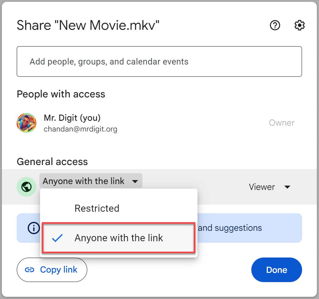 Anyone with the link anyone with the link