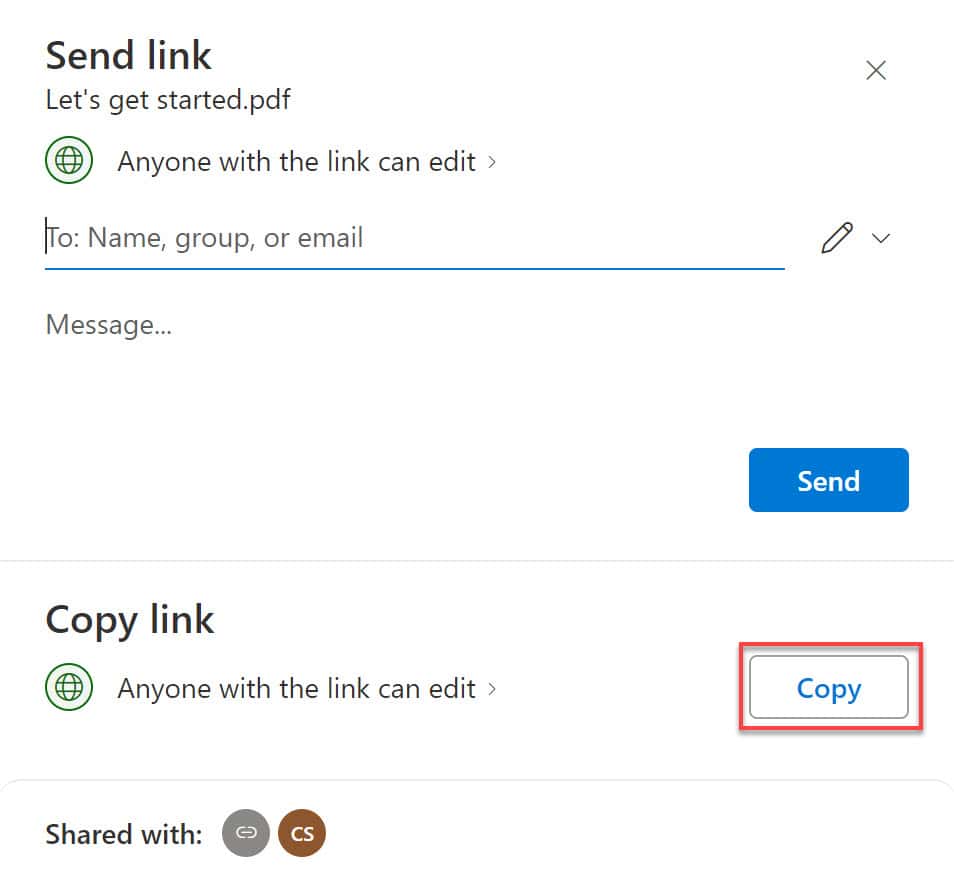 OneDrive Copy Link OneDrive Copy Link